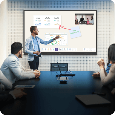 Man giving a presentation on a createboard.