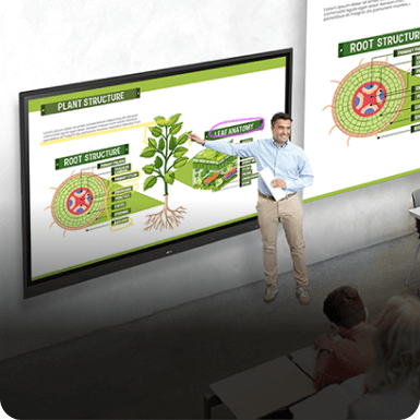Professor teaching a college course in front of a Createboard