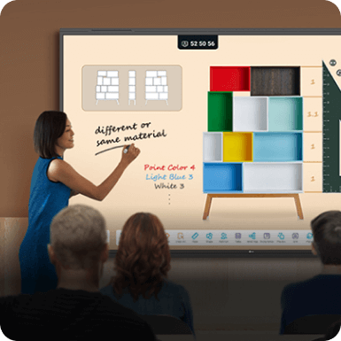 A teacher highlighting a note on the Createboard