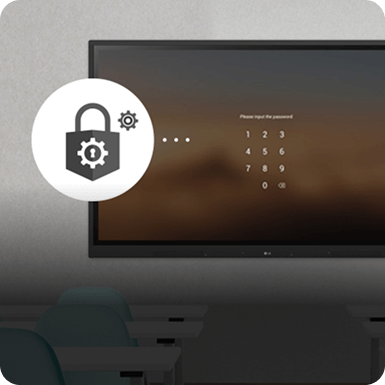 Highlight of LG CreateBoard's advanced security features, designed to safeguard K-12 classrooms with state-of-the-art digital protection mechanisms.