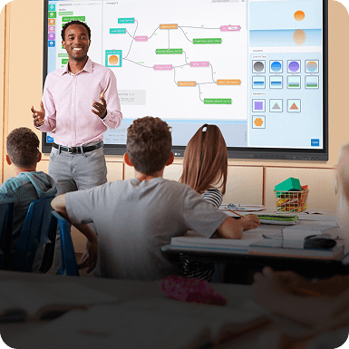 Visual guide illustrating the simple and quick installation process of the LG CreateBoard in a classroom, showcasing its user-friendly setup for educators.